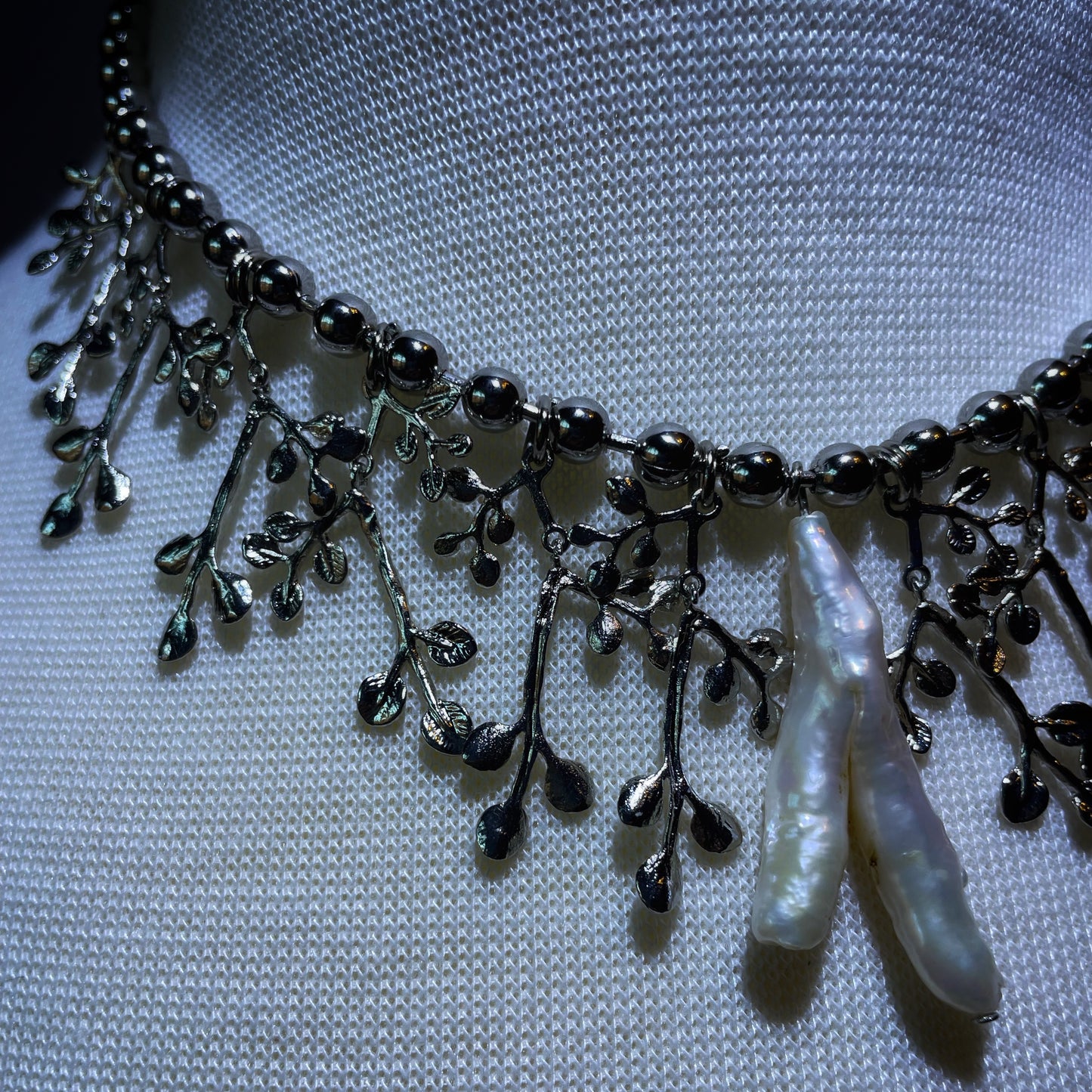 Silver leaf necklace