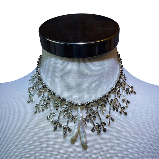 Silver leaf necklace