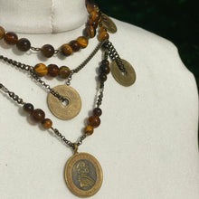 Load image into Gallery viewer, Cross tiger eye necklace
