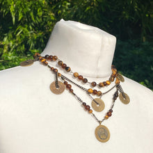 Load image into Gallery viewer, Cross tiger eye necklace
