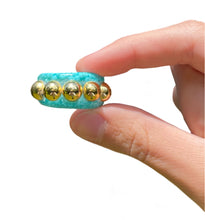 Load image into Gallery viewer, Aqua blue gold bead ring
