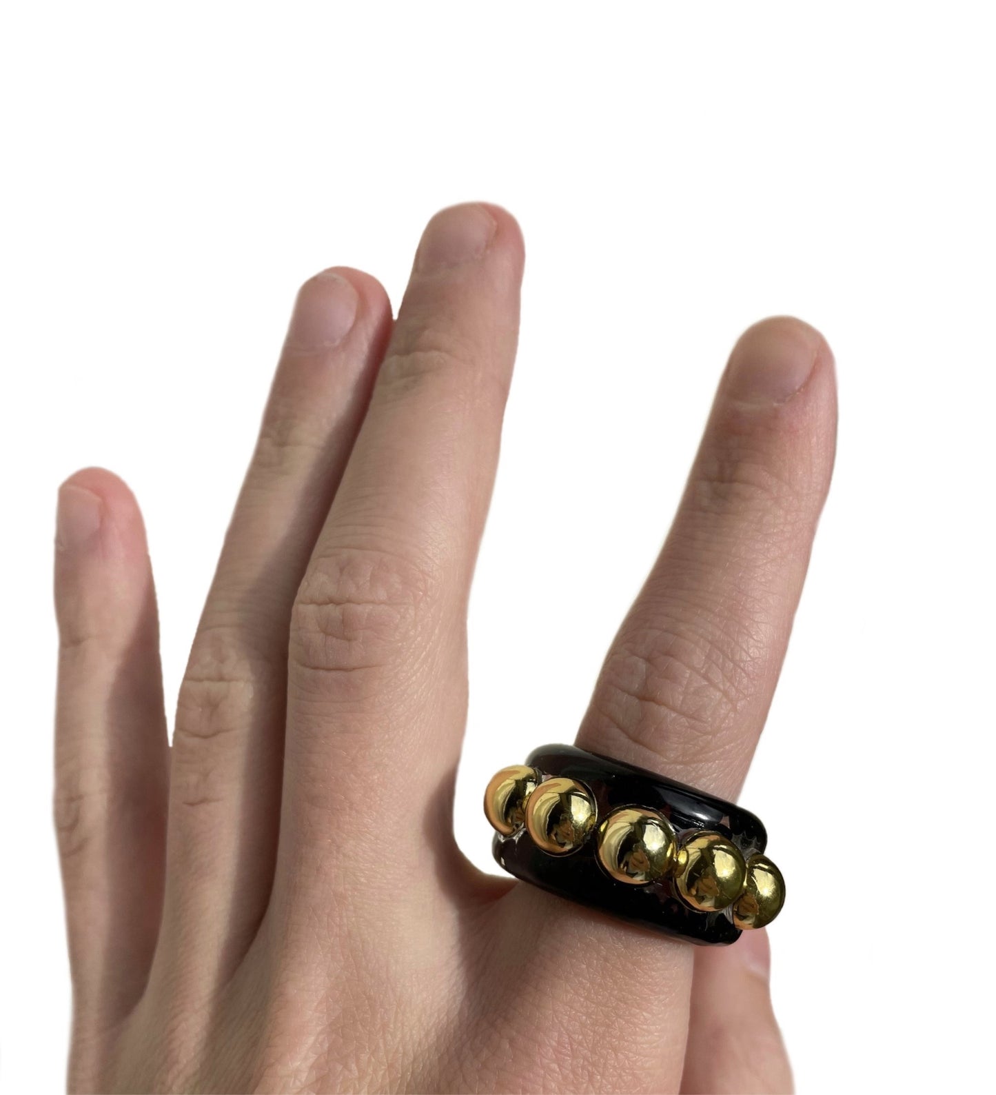 Caviar gold bead ring