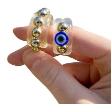 Load image into Gallery viewer, Evil eye and gold bead ring set
