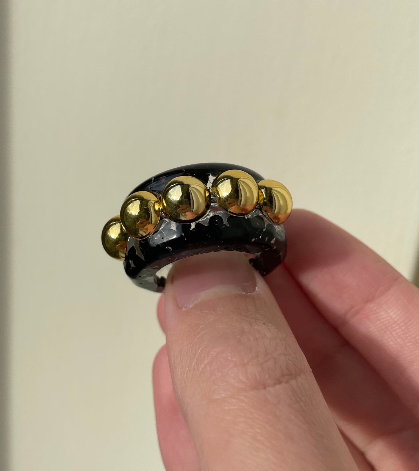 Caviar gold bead ring