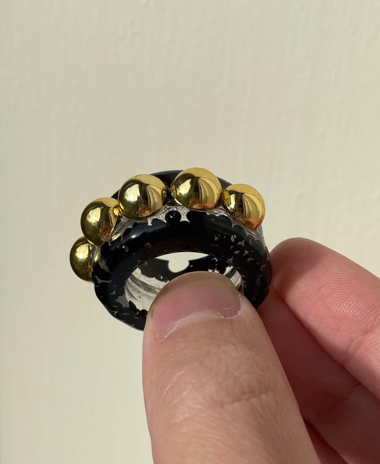 Caviar gold bead ring