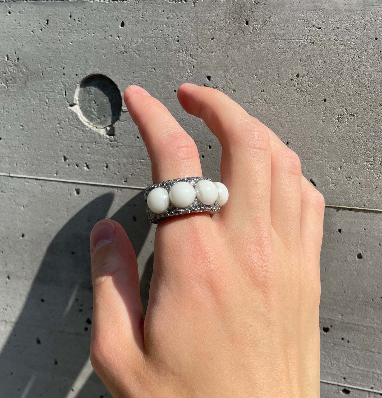 Pearl silver ring