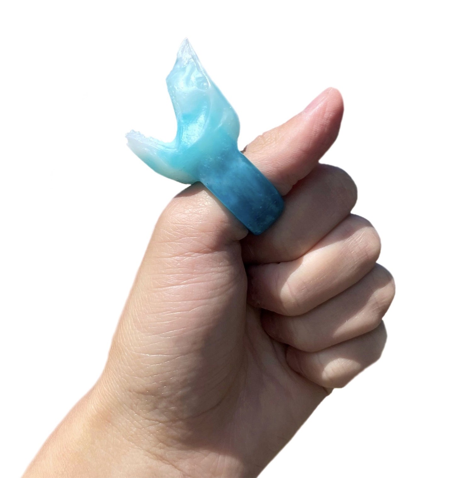 Milky blue Shark head ring