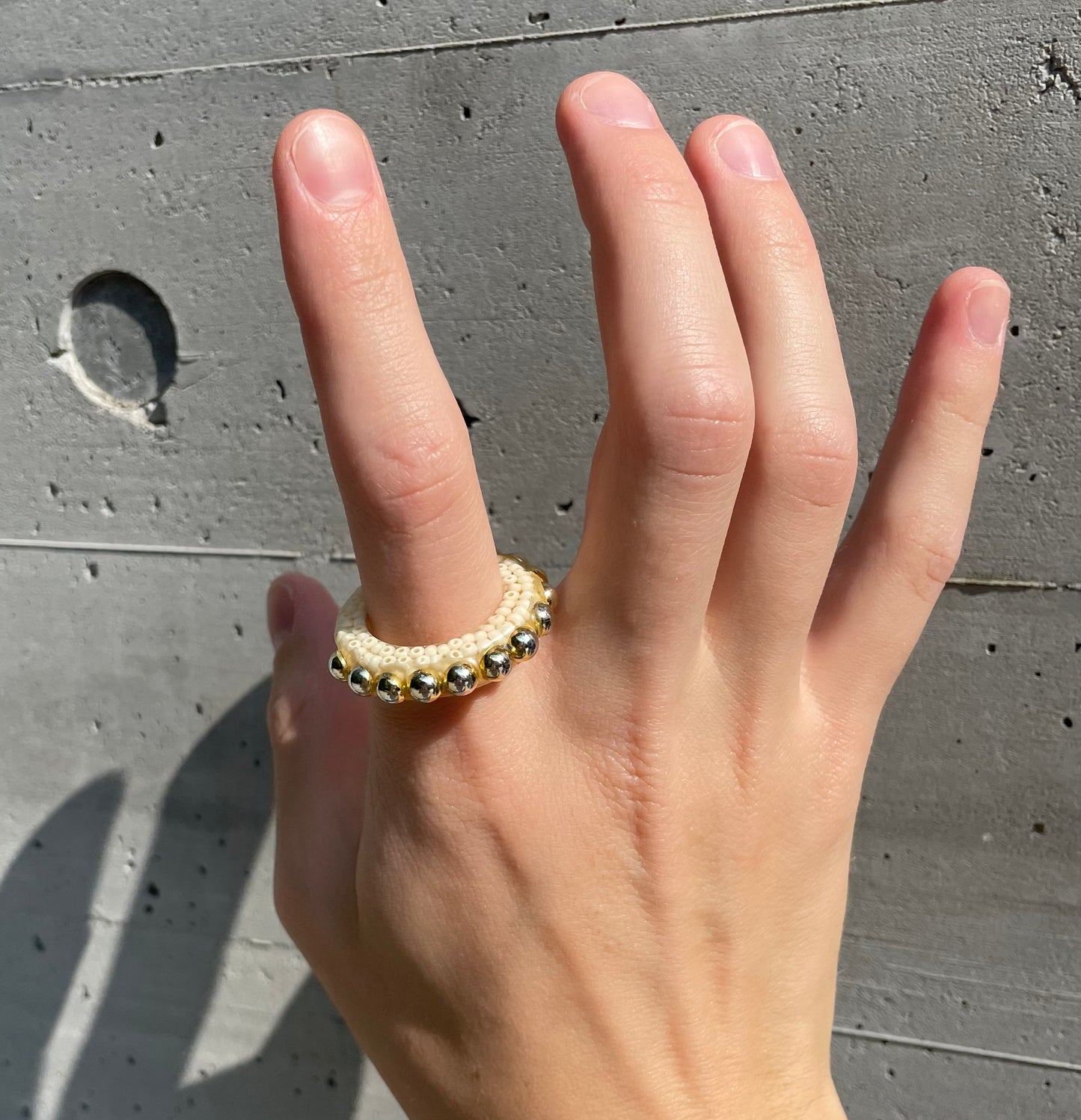 Cream and black mini ring duo