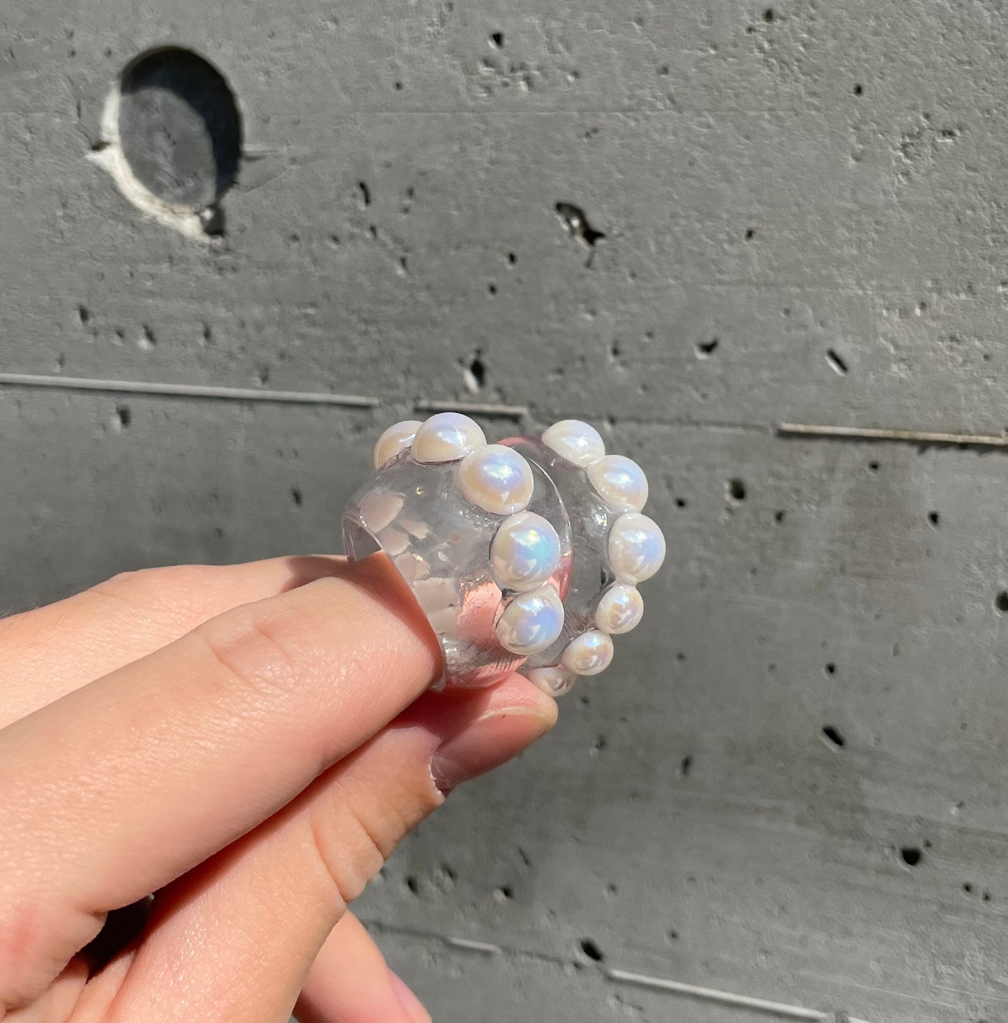 Pearl clear bubble and Pearl clear ring set