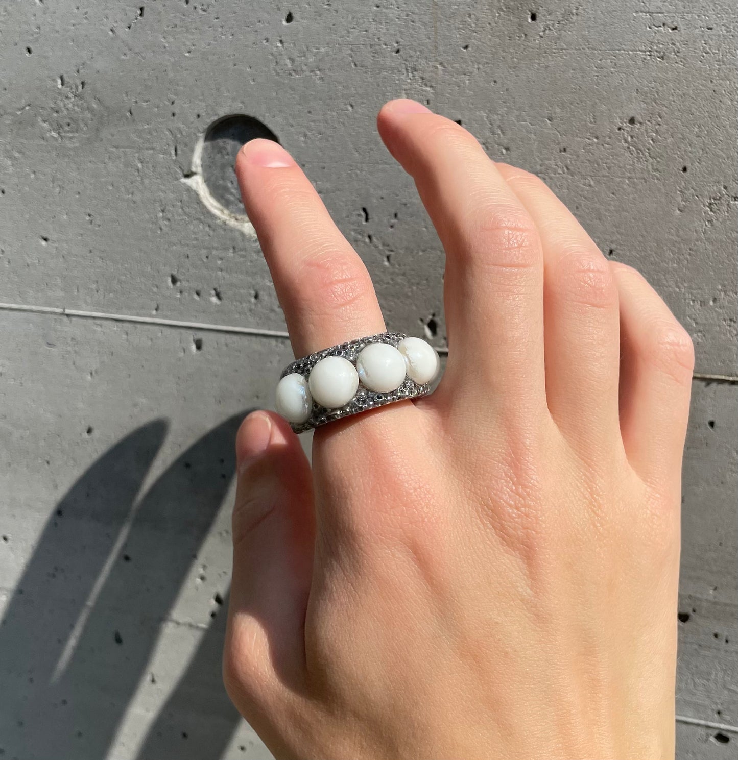 Pearl silver ring