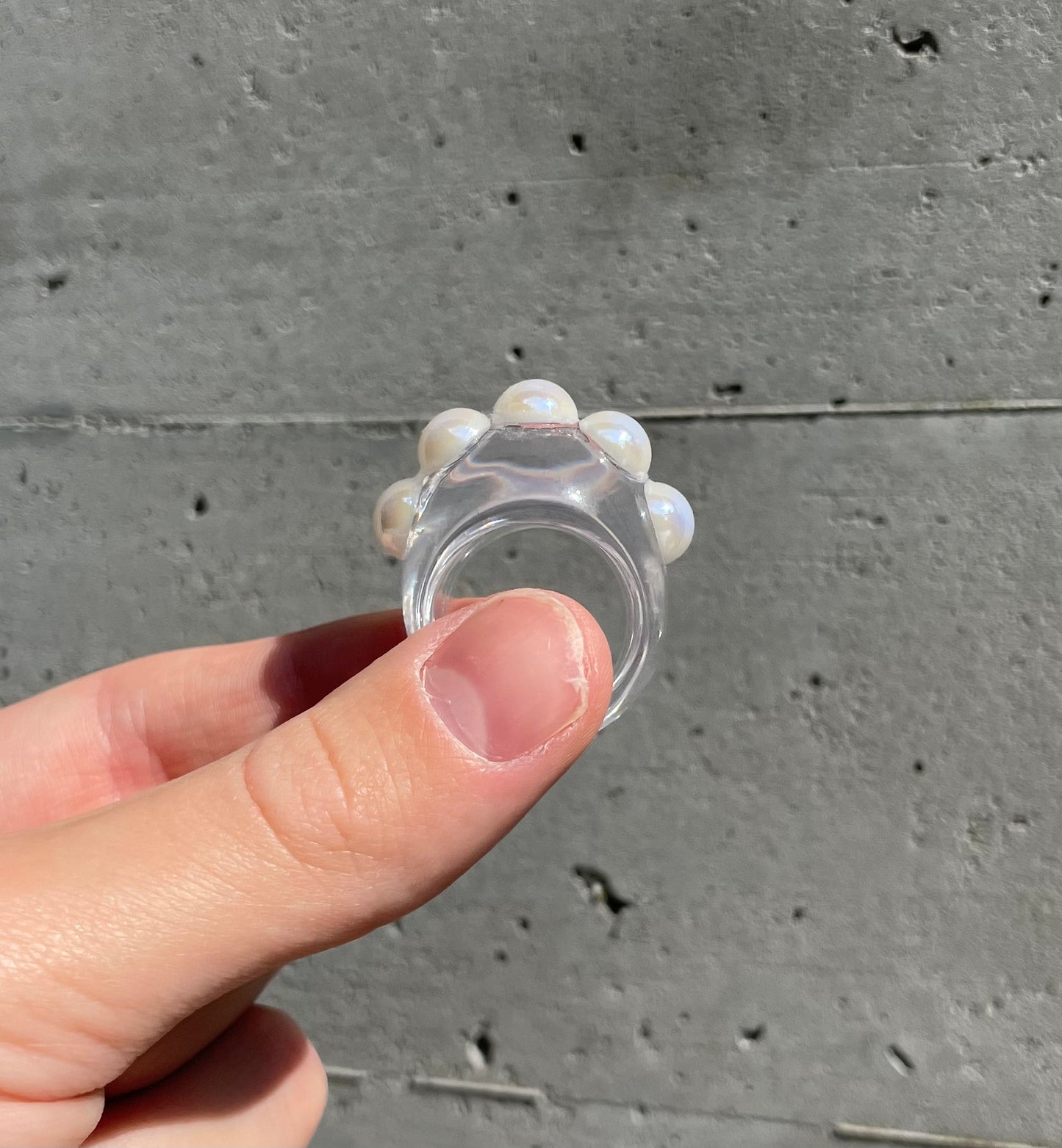 Pearl clear bubble ring