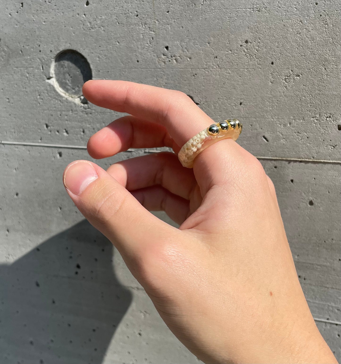 Cream and black mini ring duo