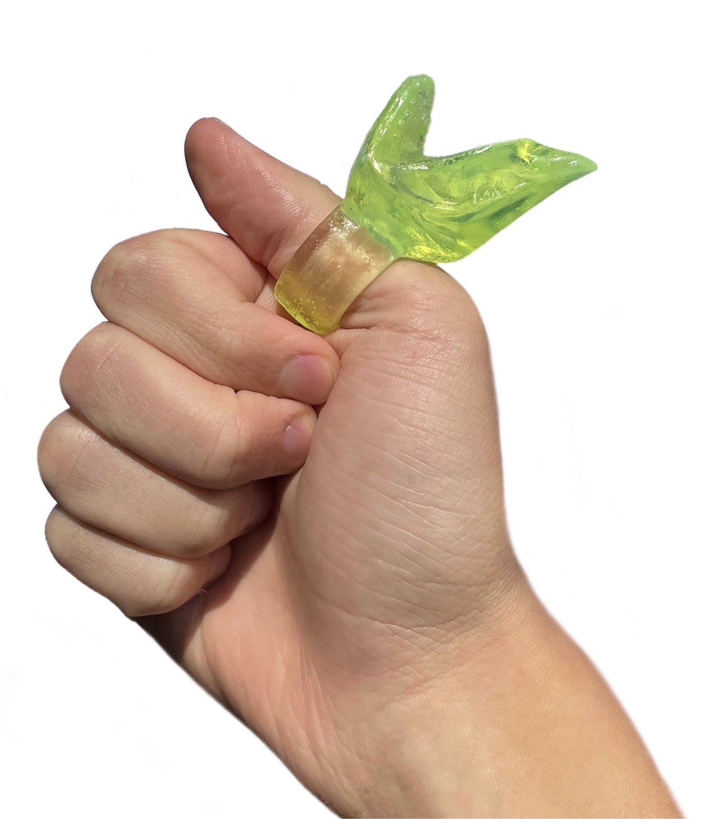Alien green shark head ring