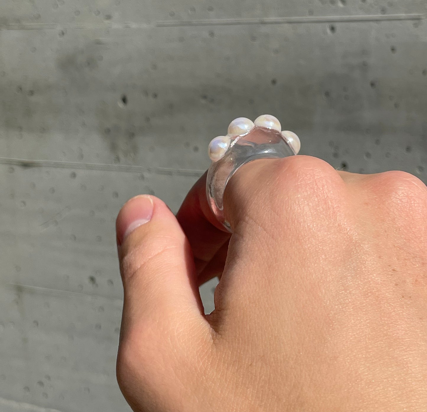 Pearl clear bubble ring
