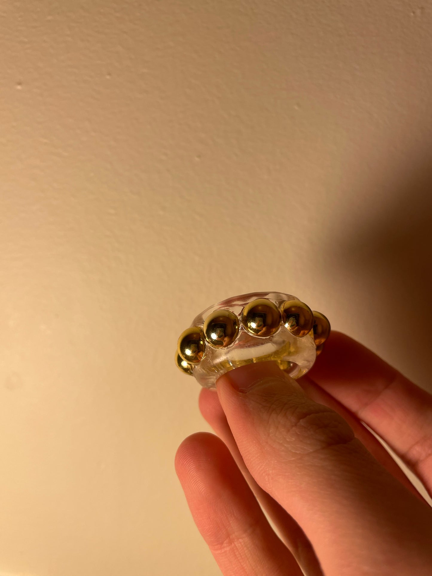 Evil eye and gold bead ring set