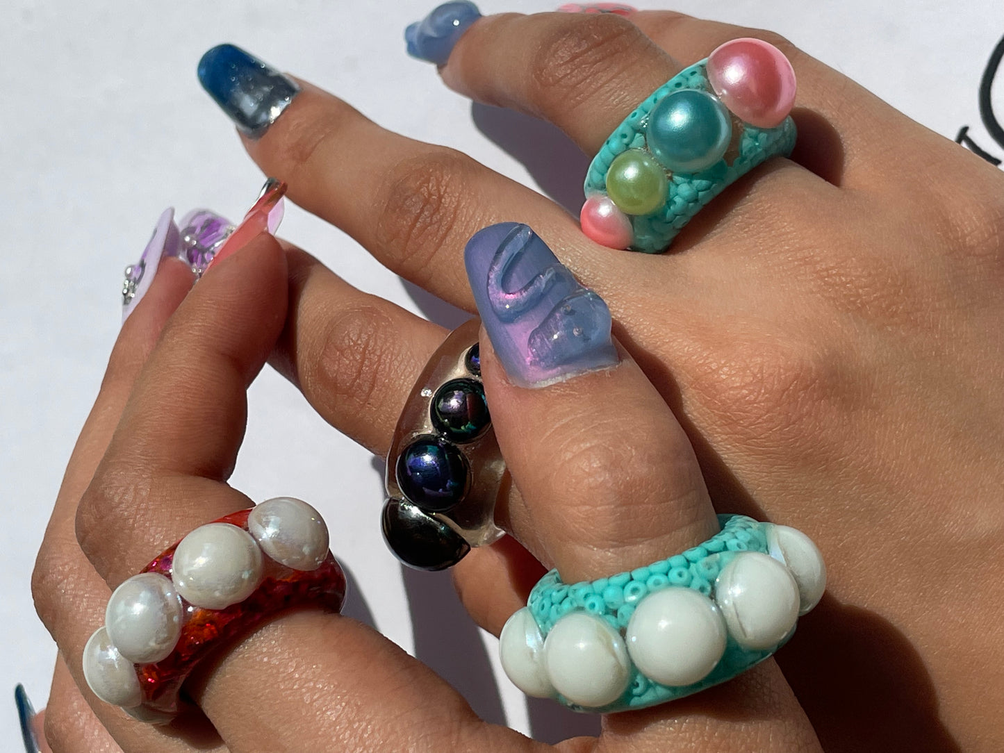 Pearl blue ring