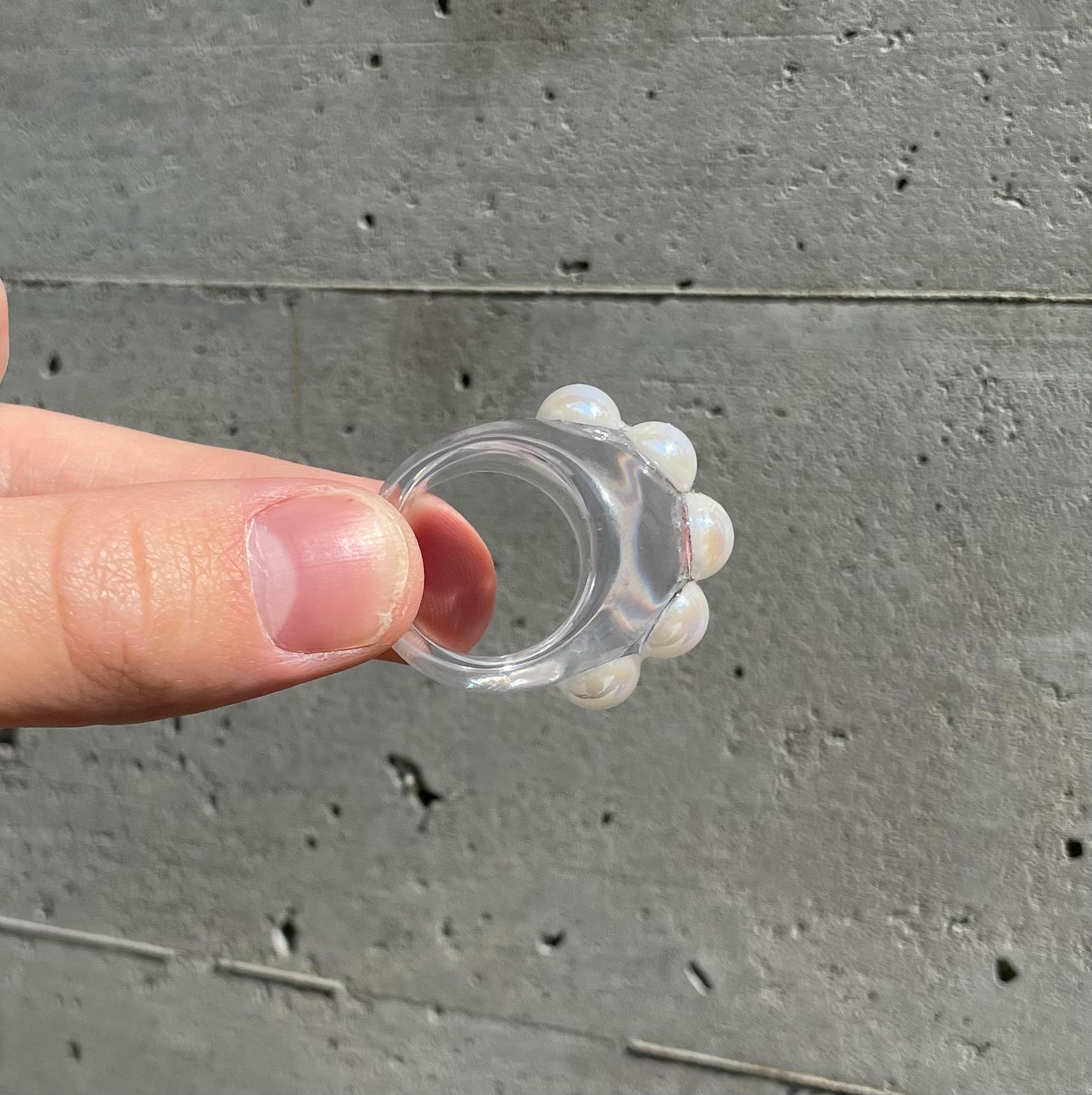Pearl clear bubble and Pearl clear ring set