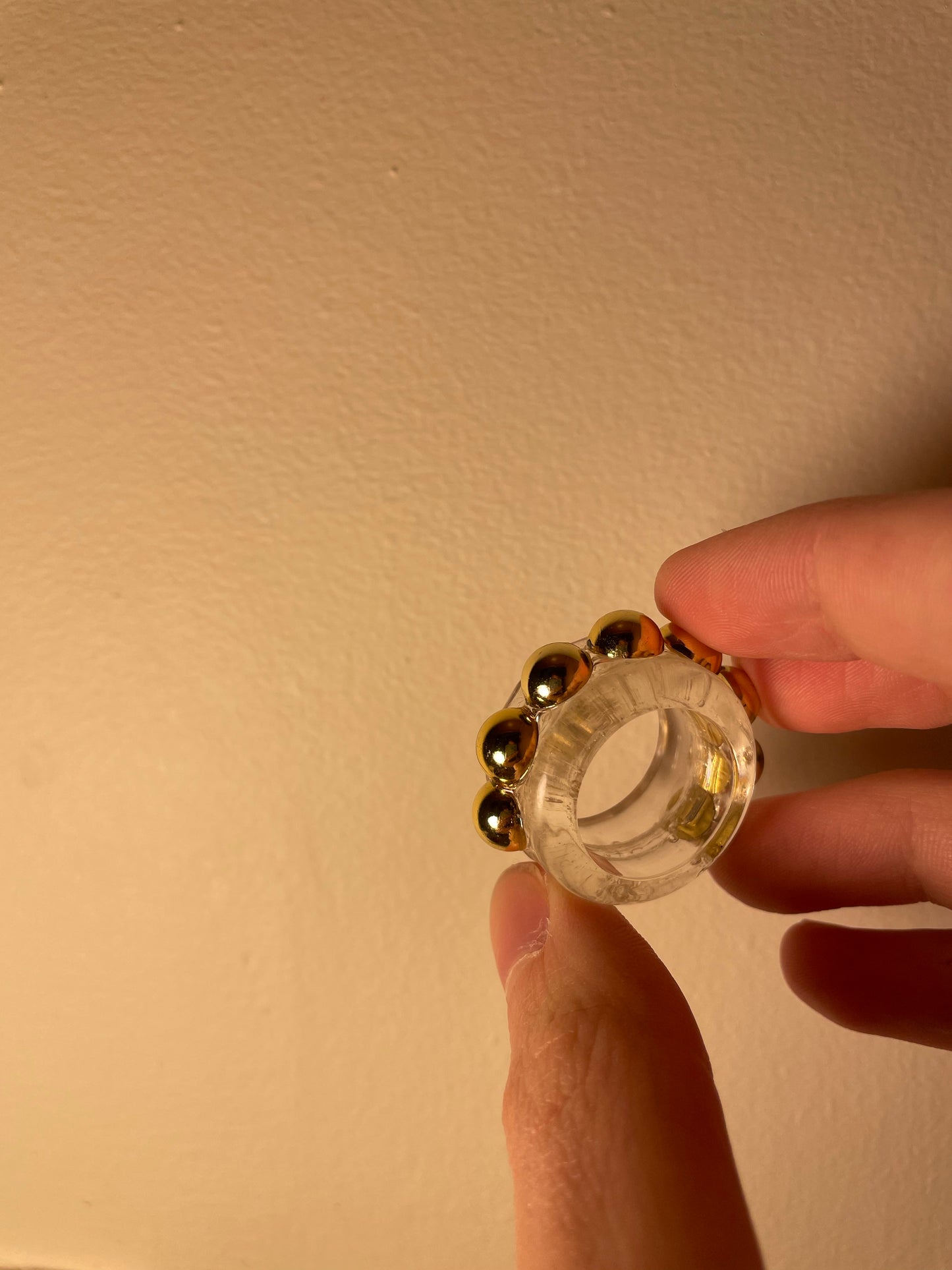 Evil eye and gold bead ring set